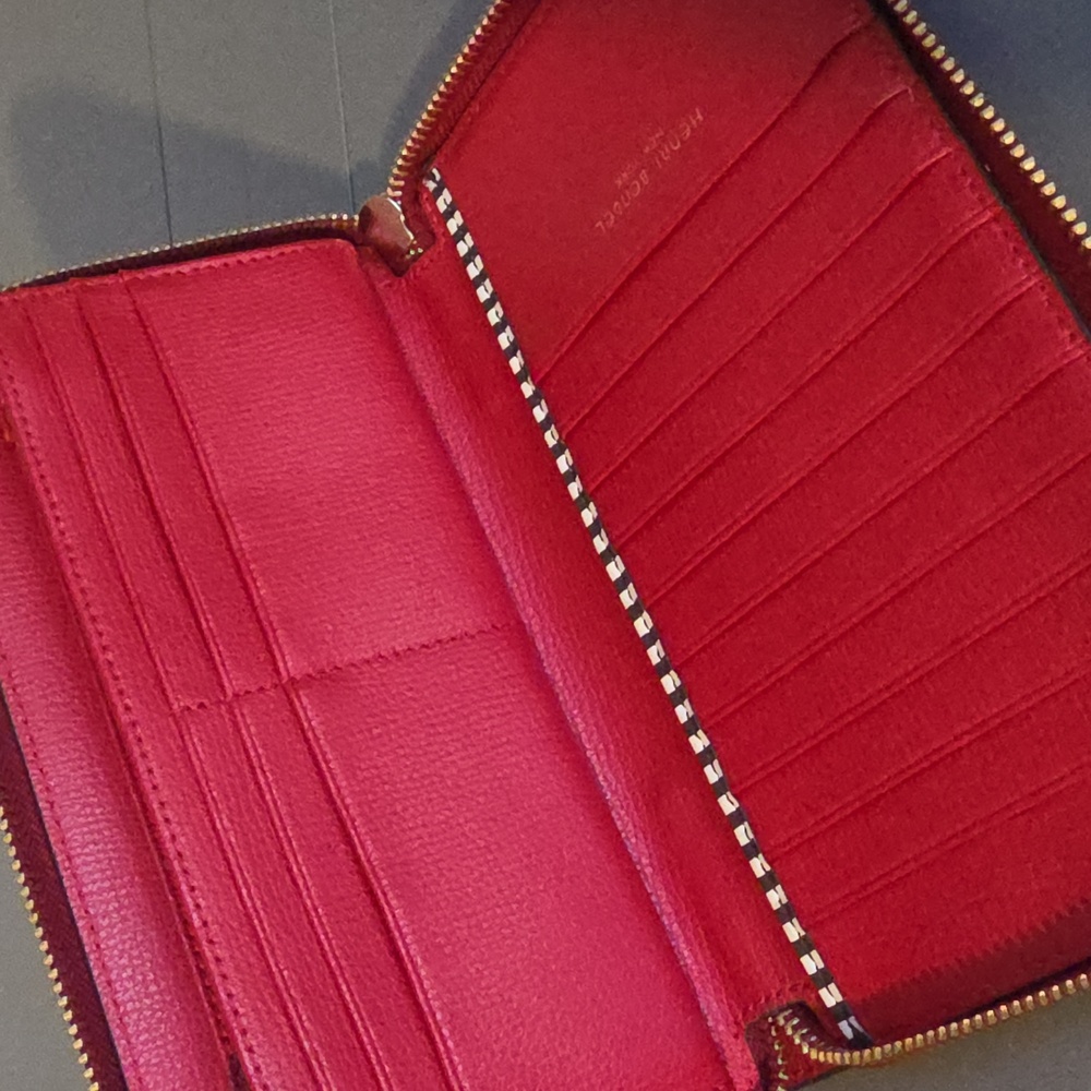 HENRI BENDEL NEW YORK Red Stripe Zip Around Long Wallet - Picture 8 of 13